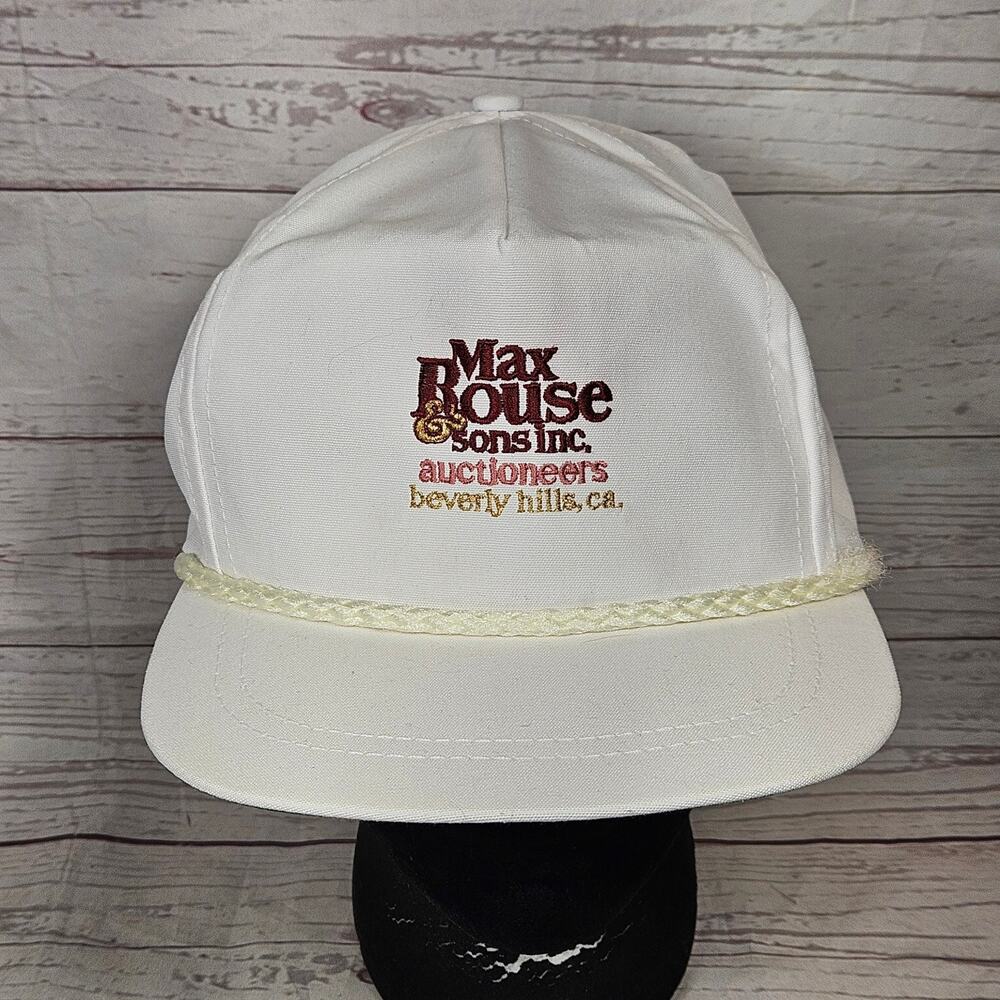 LaMode Max Rouse & Sons Inc. Auctioneers Hat Men's Adjustable White Green Rope